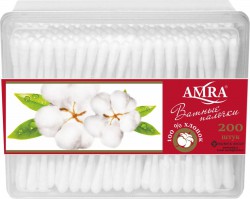 Ватные палочки AMRA прямоугольник 200 шт.