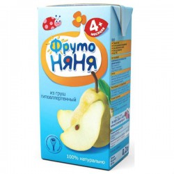 Сок Фрутоняня груша осветленный с 3 мес. без сахара 200 мл