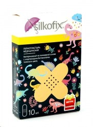 Лейкопластырь Silkofix бактерицидный на полимерной основе с хлоргексидина биглюконатом Динозавр 19ммх72мм 10 шт.