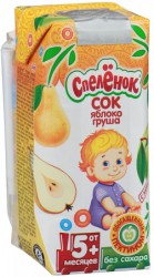 Сок Спеленок яблоко груша с мякотью с 5 мес без сахара 200 мл