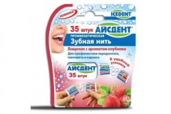 Зубная нить (флосс), Icedent (Айсдент) 35 шт профилактическая вощеная с ароматом клубники конверт