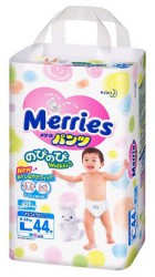 Подгузники-трусики 44 шт. Merries 9-14 кг р. l